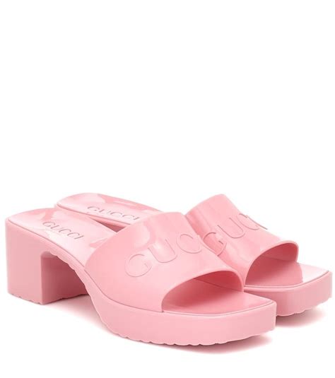 gucci rubber logo platform slide|Gucci lido slide sandals.